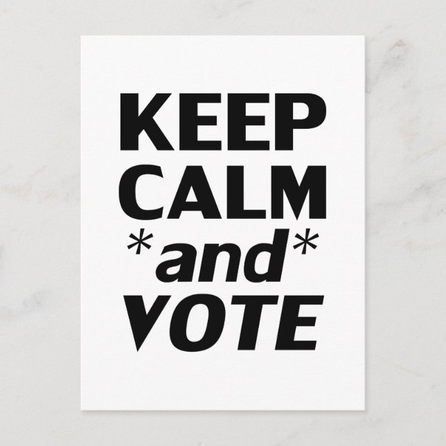 Keep calm and vote modern typography black white postcard (Front)