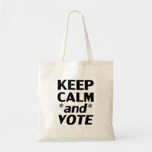 Keep calm and vote modern typography black white tote bag