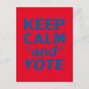 Keep calm and vote modern typography blue and red postcard