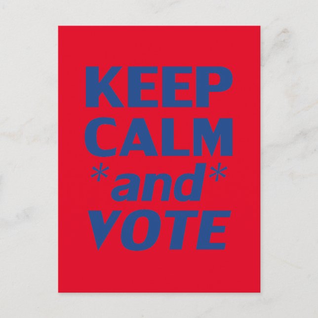 Keep calm and vote modern typography blue and red  postcard (Front)