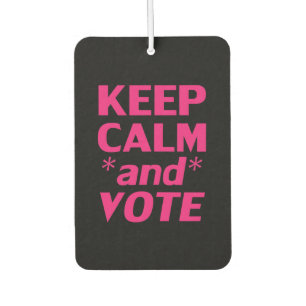 Keep calm and vote modern typography hot pink car air freshener