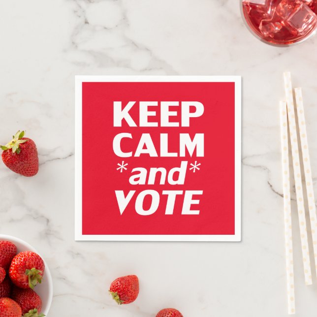 Keep calm and vote modern typography red and white napkin (Insitu)