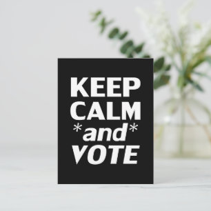 keep calm and vote modern typography white black postcard