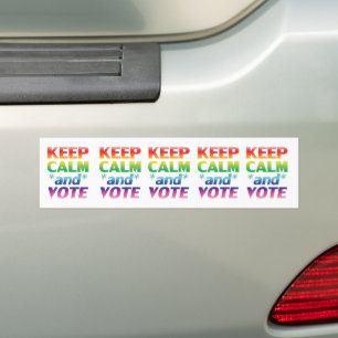 keep calm and vote rainbow gradient typography bumper sticker