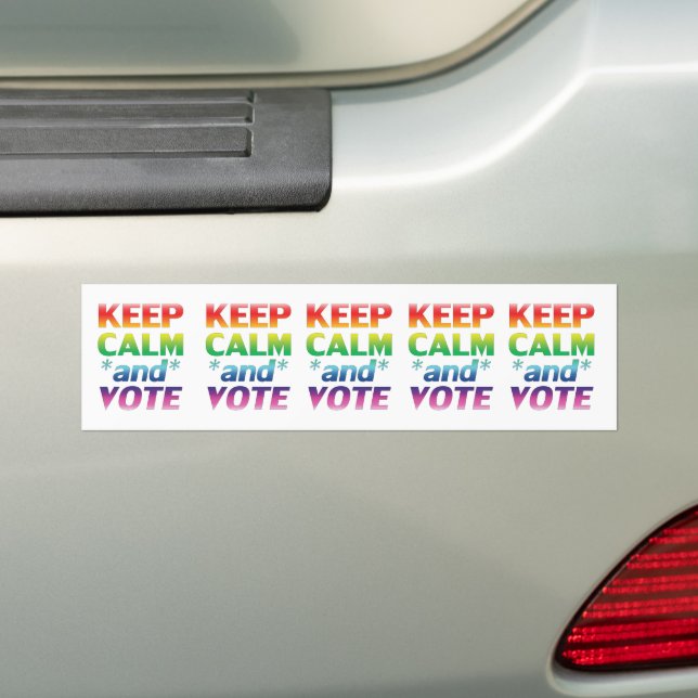 keep calm and vote rainbow gradient typography bumper sticker (On Car)