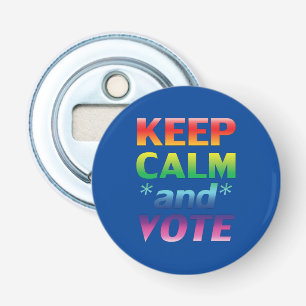 keep calm and vote rainbow typography lgbt blue bottle opener