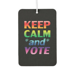 Keep calm and vote rainbow typography lgbt pride car air freshener