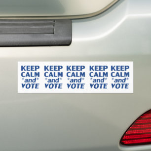Keep calm and vote typography modern blue white bumper sticker