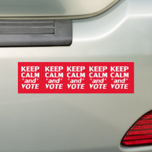 keep calm and vote typography modern red and white bumper sticker