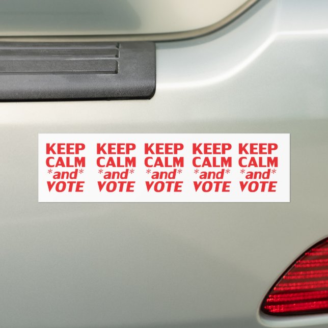 Keep calm and vote white and red typography modern bumper sticker (On Car)
