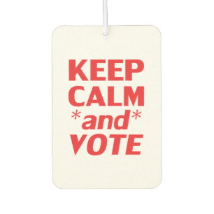 Keep calm and vote white red modern typography car air freshener