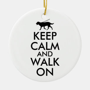Keep Calm and Walk On Dog Walking Labrador Ceramic Tree Decoration