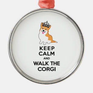 Keep Calm and Walk the Corgi Cute Dog Metal Tree Decoration