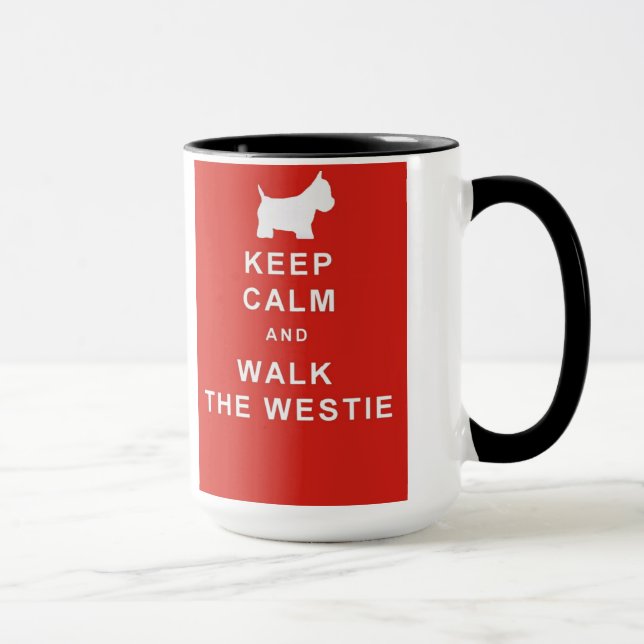 KEEP CALM AND WALK THE WESTIE MUG BIRTHDAY PRESENT (Right)