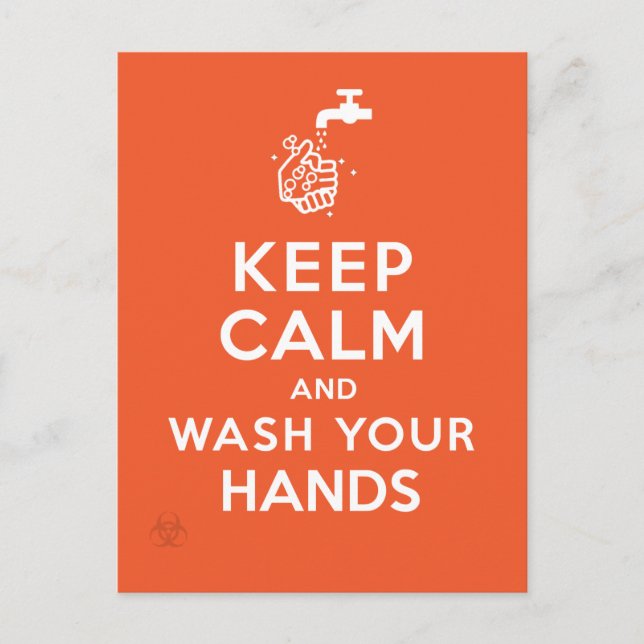 Keep Calm And Wash Your Hands Postcard (Front)