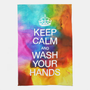 KEEP CALM AND WASH YOUR HANDS   WATERCOLOR TEA TOWEL