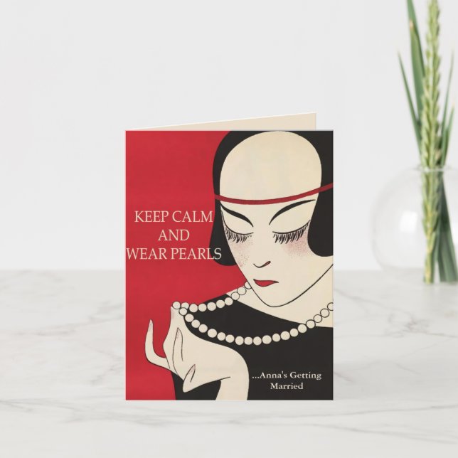 Keep Calm and Wear Pearls Deco Shower Invitation (Front)