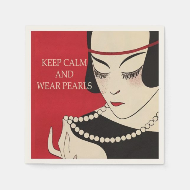 Keep Calm and Wear Pearls Paper Napkins (Front)