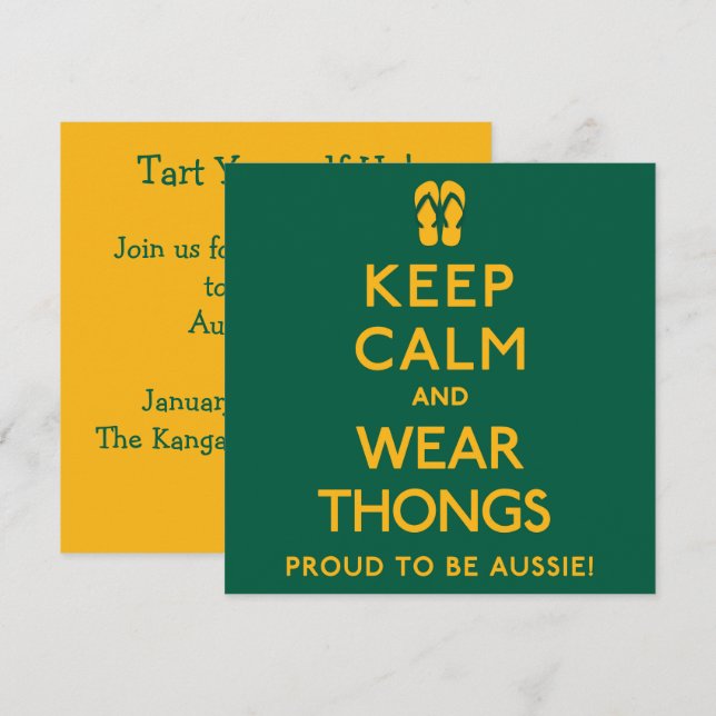 Keep Calm and Wear Thongs! Invitation (Front/Back)