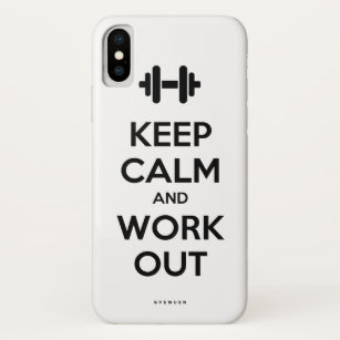 Keep Calm and Work Out Typography Quote in Black Case-Mate iPhone Case