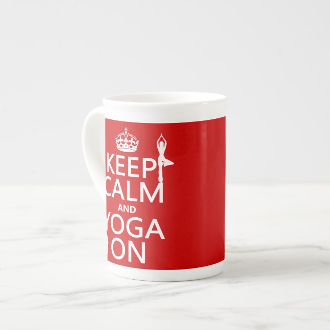 Keep Calm and Yoga On (customise colours) Bone China Mug (Front Left)