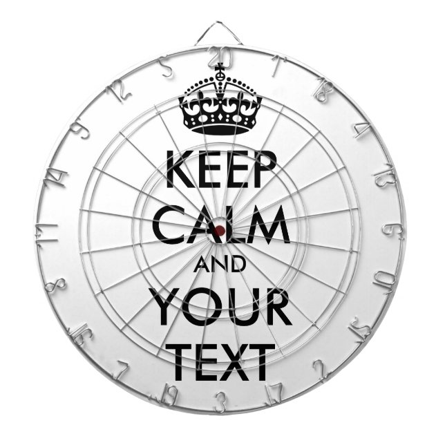 KEEP CALM and YOUR TEXT - black Dartboard (Front)