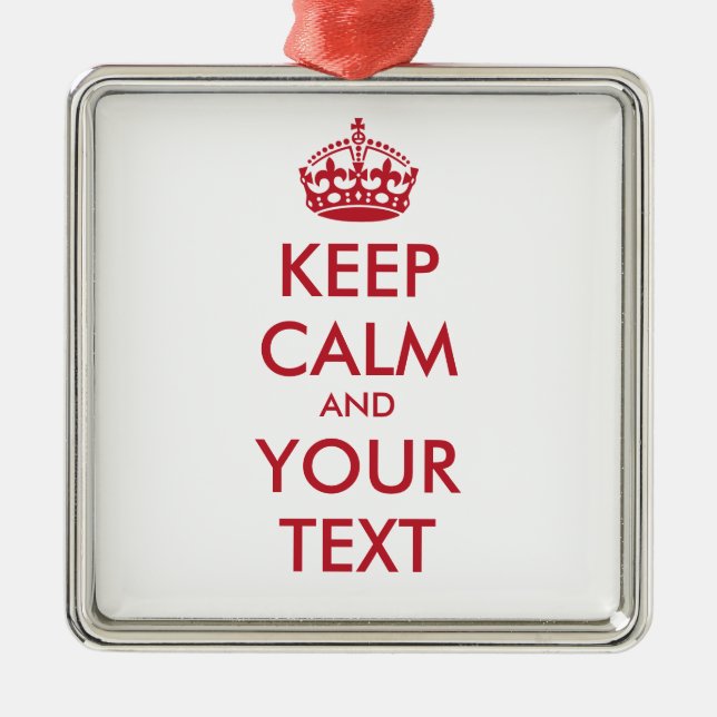 KEEP CALM and YOUR TEXT Metal Tree Decoration (Front)