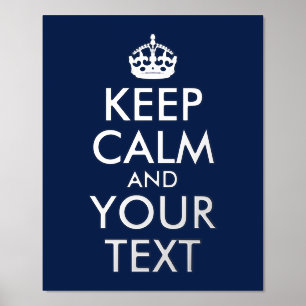 Keep Calm and Your Text Midnight Blue Foil Prints