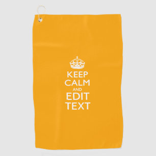 Keep Calm And Your Text on Accent Mustard Yellow Golf Towel