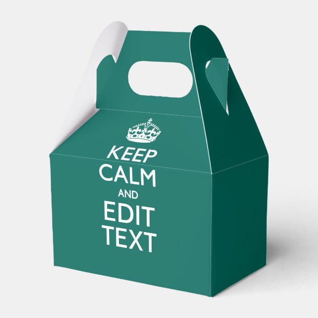Keep Calm And Your Text on Accent Turquoise Favour Box (Front Side)
