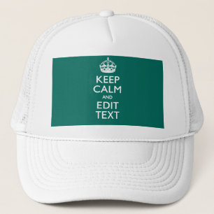 Keep Calm And Your Text on Accent Turquoise Trucker Hat
