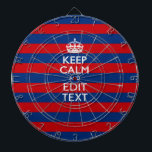 KEEP CALM AND Your Text on Blue Stripes Dartboard<br><div class="desc">Have your personalised Keep Calm saying on this fine custom gift for yourself or for someone special on your list. Offered on a vibrant red and blue stripes decor. Humourous or whimsical try on your creative words on the two editable text fields you see on this product page. Remember to...</div>