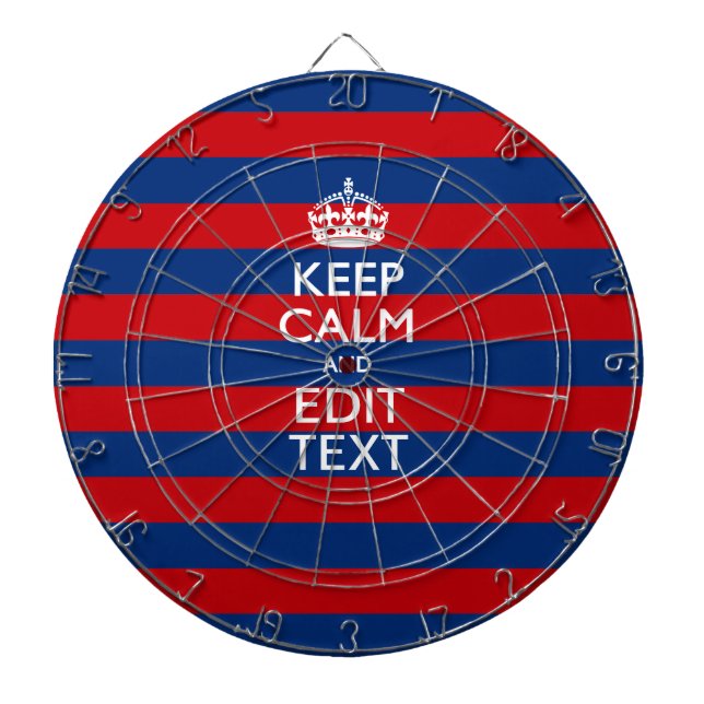 KEEP CALM AND Your Text on Blue Stripes Dartboard (Front)