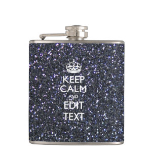 Keep Calm and Your Text on Midnight Decor Hip Flask