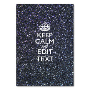 Keep Calm and Your Text on Midnight decor Table Number
