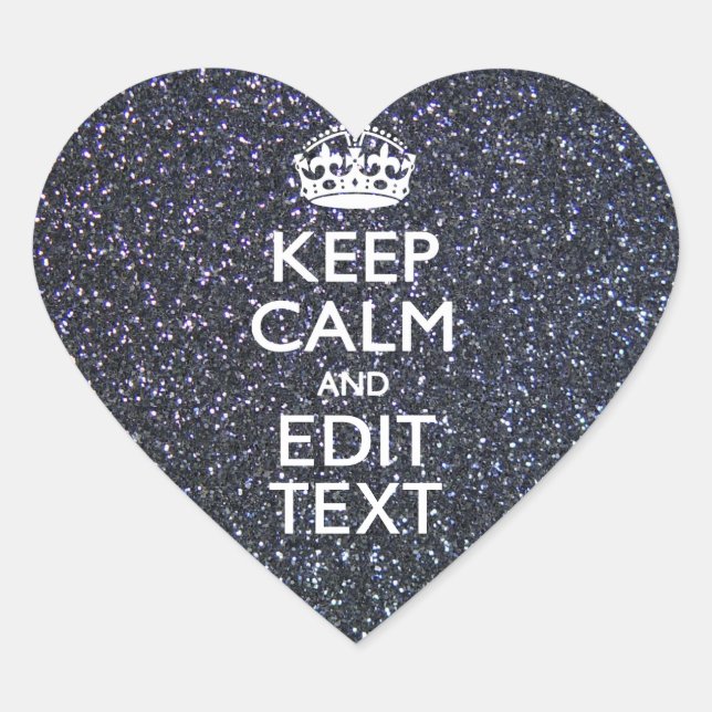 Keep Calm and Your Text on Midnight Style Heart Sticker (Front)