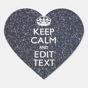 Keep Calm and Your Text on Midnight Style Heart Sticker