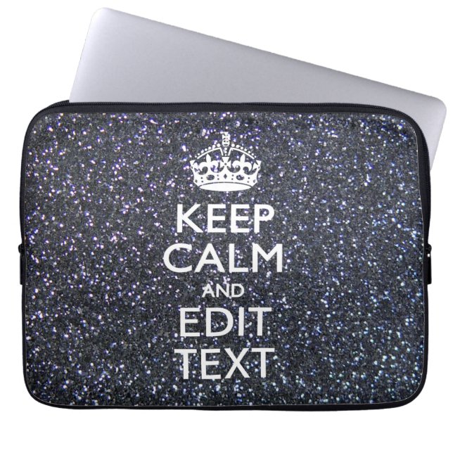 Keep Calm and Your Text on Midnight Style Laptop Sleeve (Front)