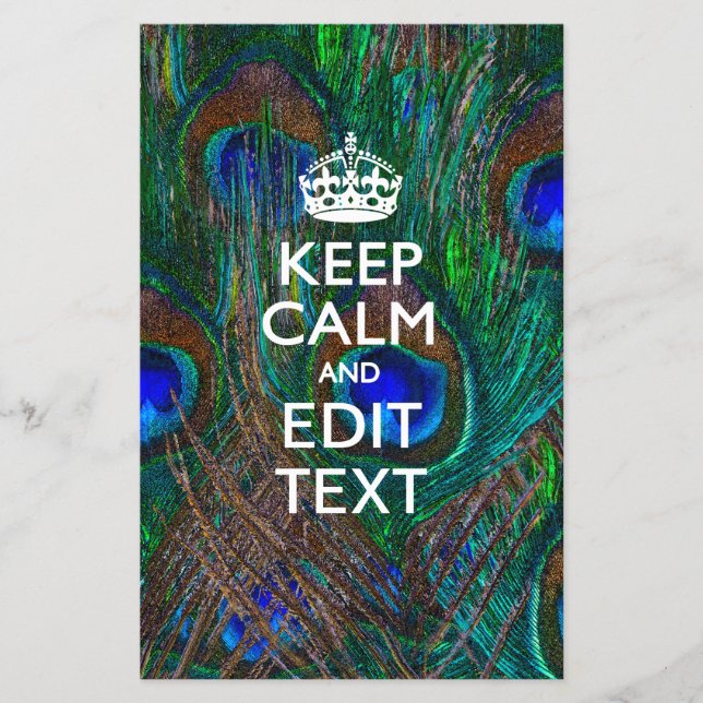 Keep Calm And Your Text on Peacock Feathers Flyer (Front)