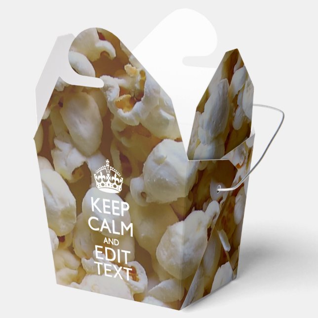 KEEP CALM AND Your Text on Popcorn Favour Box (Opened)