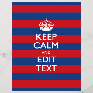 KEEP CALM AND Your Text on Red Blue Stripes Flyer