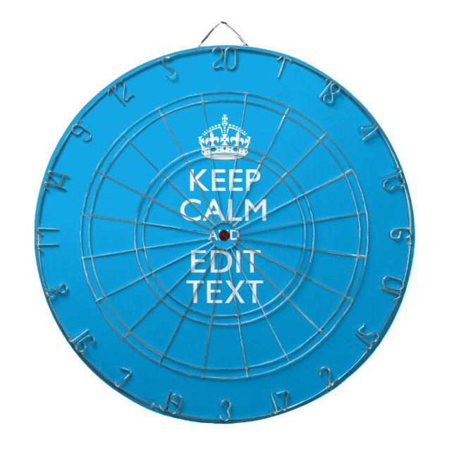 Keep Calm And Your Text on Sky Blue Decor Dartboard (Front)