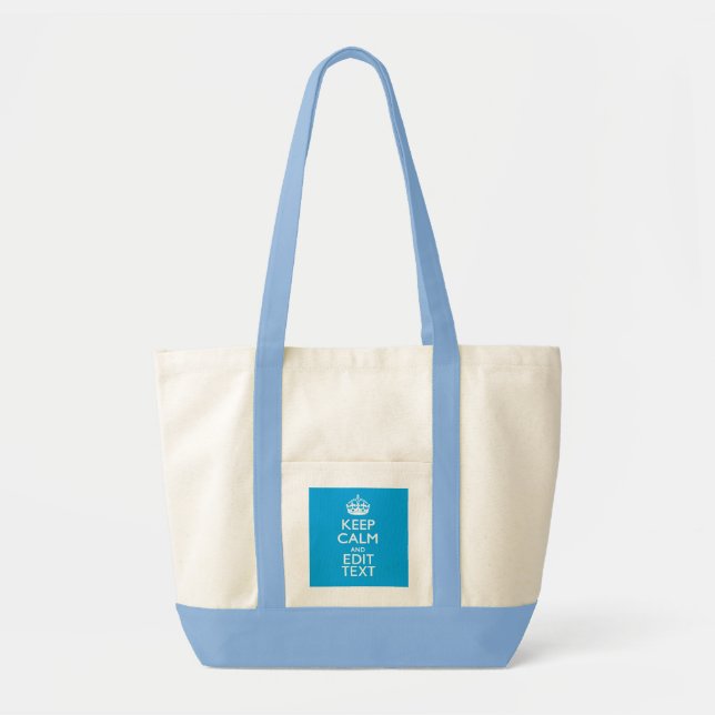 Keep Calm And Your Text on Sky Blue Decor Tote Bag (Front)