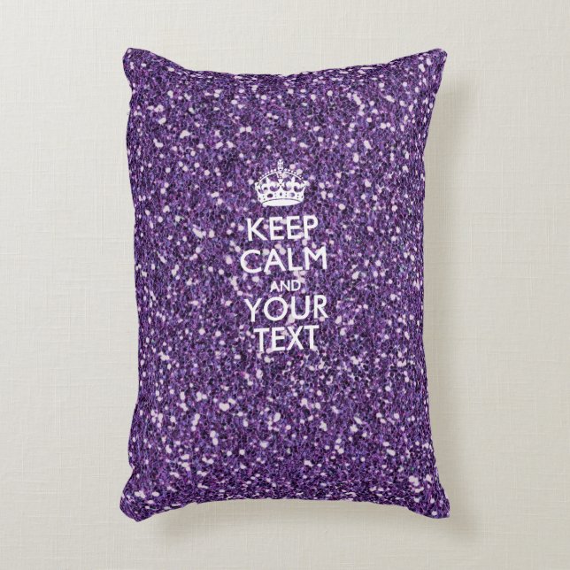 Keep Calm and Your Text on Stylish Purple Decorative Cushion (Front(Vertical))