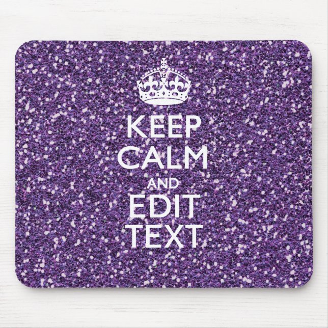 Keep Calm and Your Text on Stylish Purple Mouse Mat (Front)