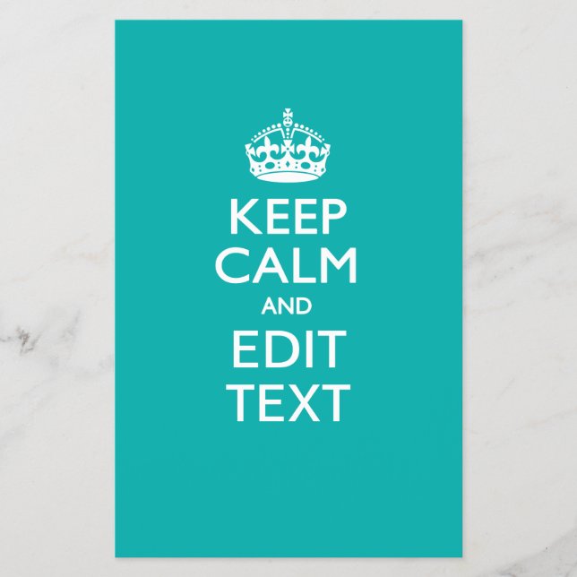 Keep Calm And Your Text Peacock Turquoise Accent Flyer (Front)