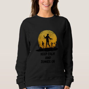 Keep Calm And Zombie On Scary Halloween Party Boys Sweatshirt