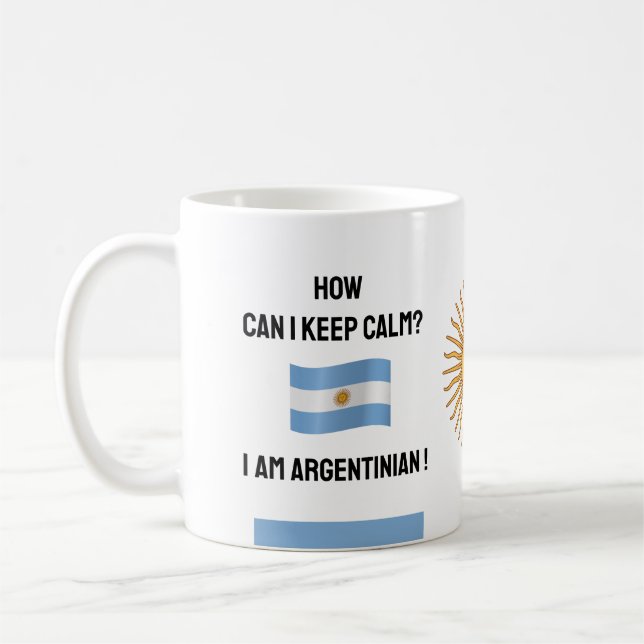 Keep Calm Argentina & Funny Text, Argentina Flag Coffee Mug (Left)