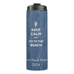 Keep Calm Beach Shell Blue Wood Name Therm Tumbler