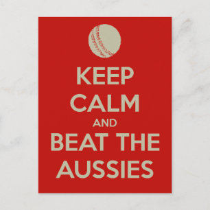 keep calm beat aussies postcard
